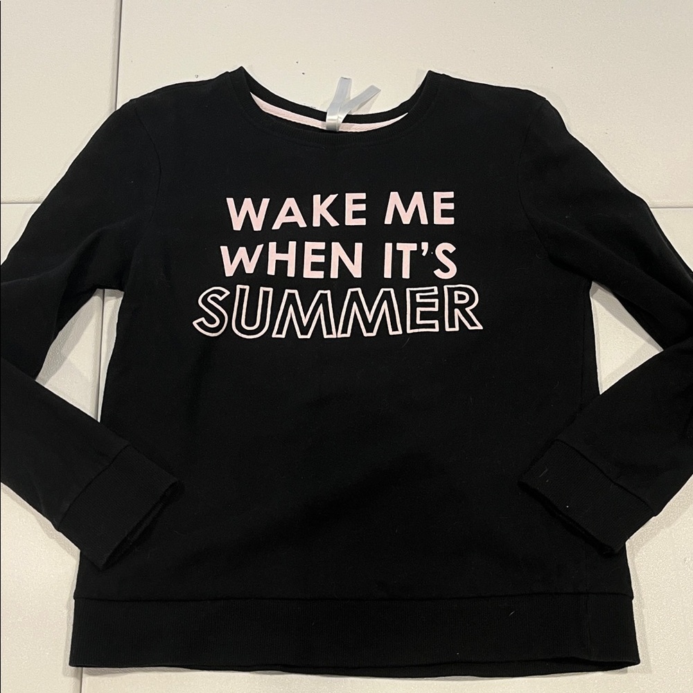 Black Kids Sweatshirt with Pink Summer Text